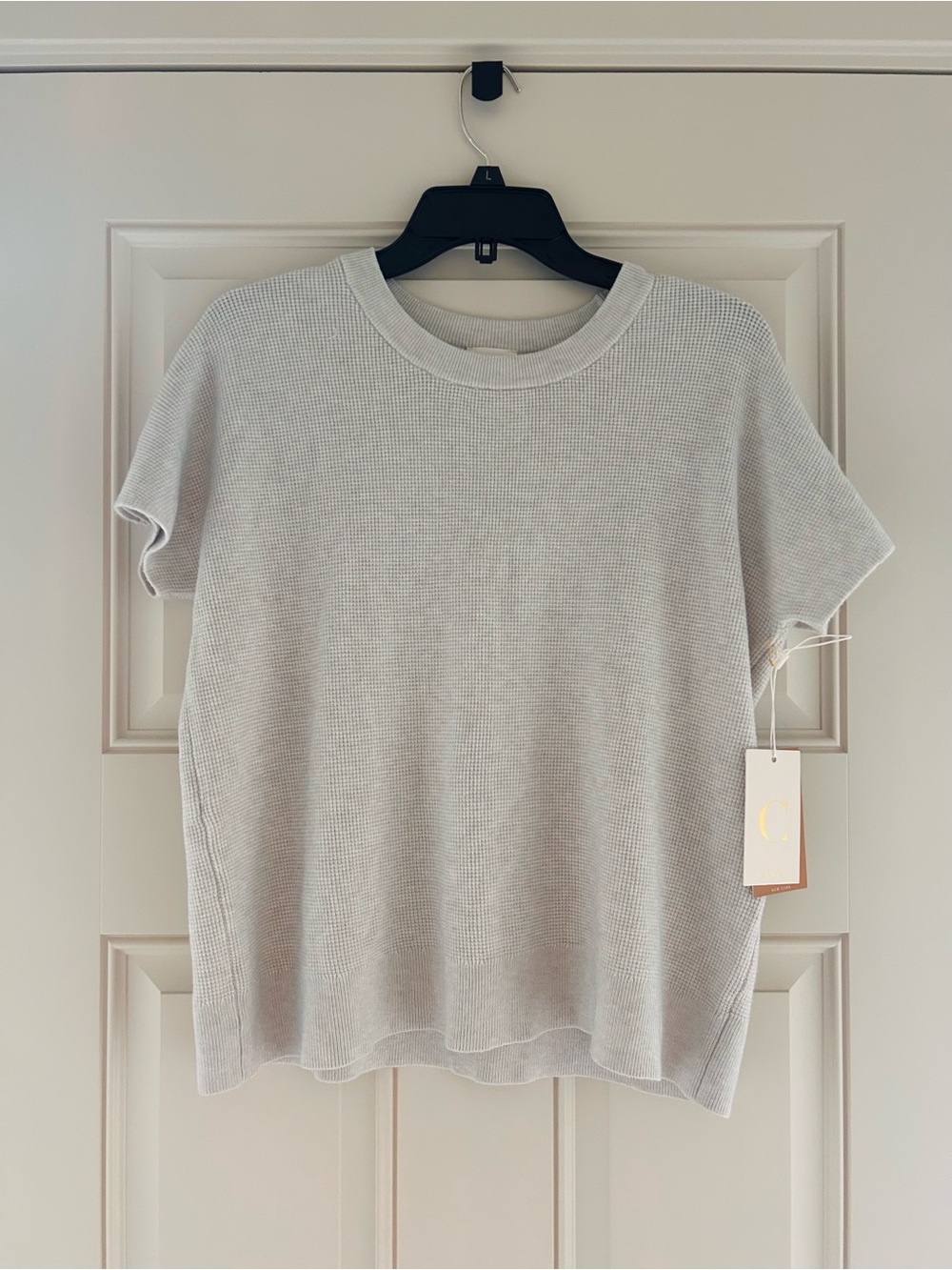 Cyrus Light Gray Short-Sleeve Waffle Knit Tee